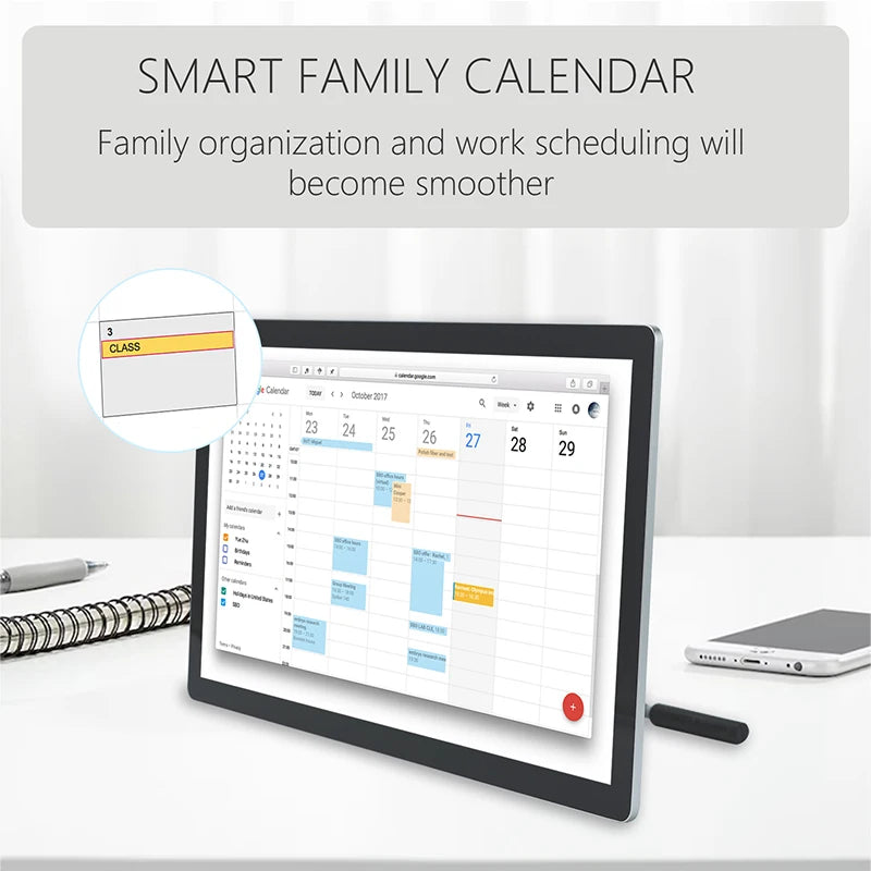 TouchWo 15.6-43 Inch Touchscreen Digital Calendar & Chore Chart, Smart Electronic Calendar for Work & Family Schedule