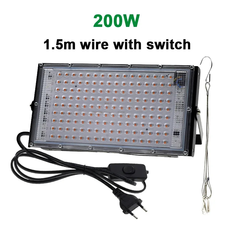 Full Spectrum LED Grow Light Phyto Lamp AC 220V 50W 100W 200W 300W With EU Plug For Greenhouse Hydroponic Plant Growth Lighting