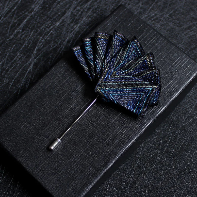 Fan Shaped Cloth Art Pins, Men's Suit Jewelry, High-end Shirt Ornament, Wedding Brooches, Pocket Pin Badge, Clothes Accessories