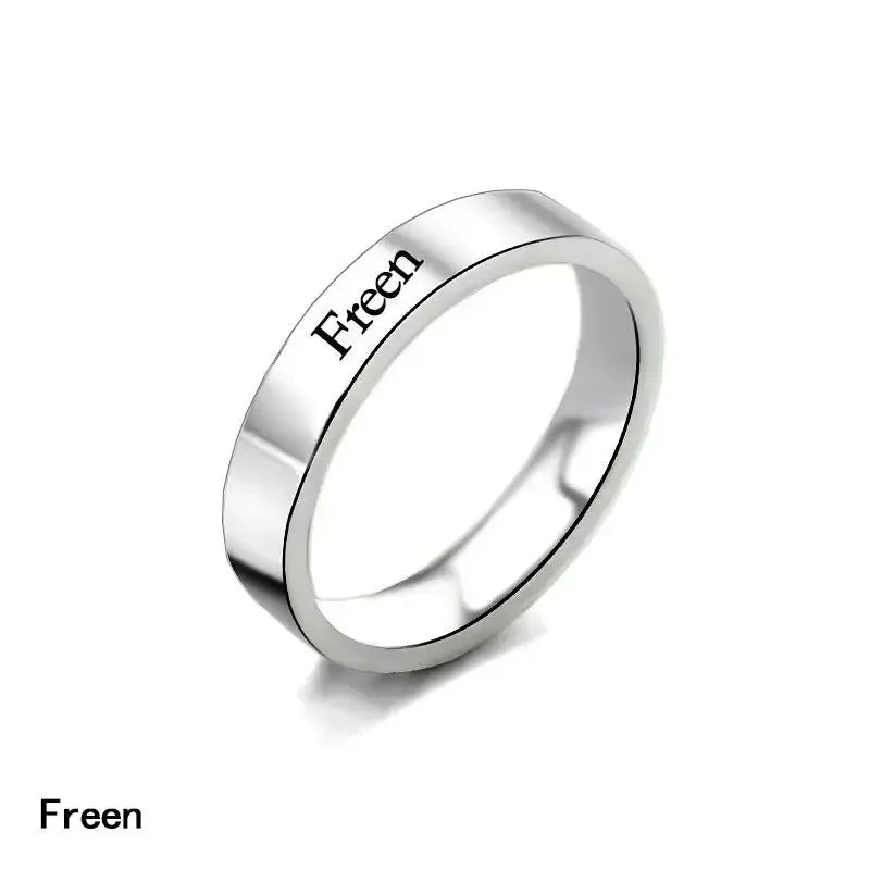 FreenBecky Same Female Leader of Thai Gap Series Signed The Same Ring with Titanium Steel Carving Lovers Ring Necklace