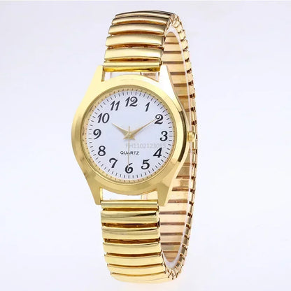 Man Women Couple Wrist Watches Stainless Steel Band Alloy Lovers Business Quartz Movement Wristwatch Elastic Strap Band Watch