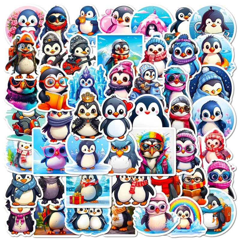 10/30/50PCS Cute Penguin PVC Sticker Aesthetic DIY Children's Decoration Scrapbooking Japan Stationery School Supplies for Kids