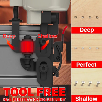 2 in 1 Pneumatic Brad Nailer 18 Gauge, Nail Penetration Adjustment, Industrial Air Nail Gun for Heavy Duty