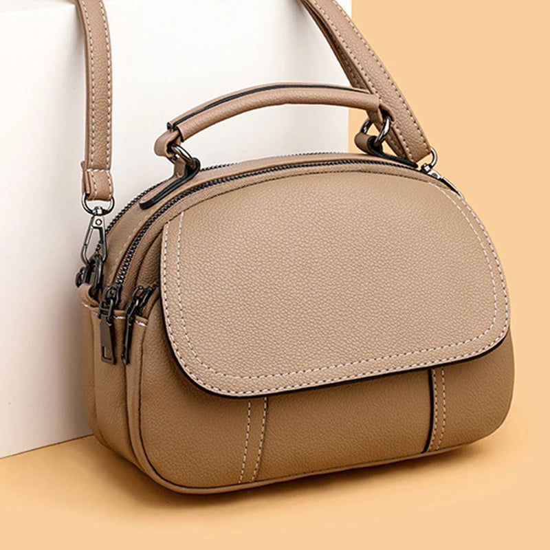 Luxury Double Zipper Women Shoulder Bags Soft PU Leather Phone Crossbody Bag Ladies Purse Clutch Female Shell Messenger Bag