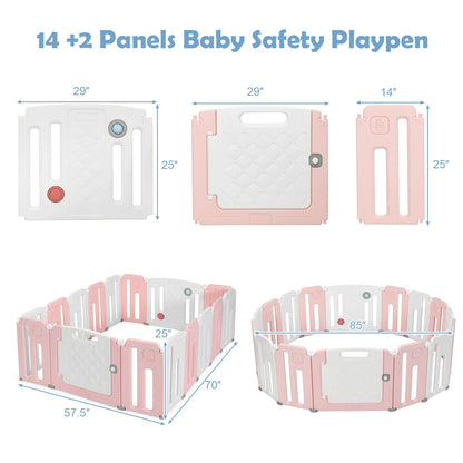 16 Panels Baby Safety Playpen Kids Safety Activity Play Center w/ Drawing Board