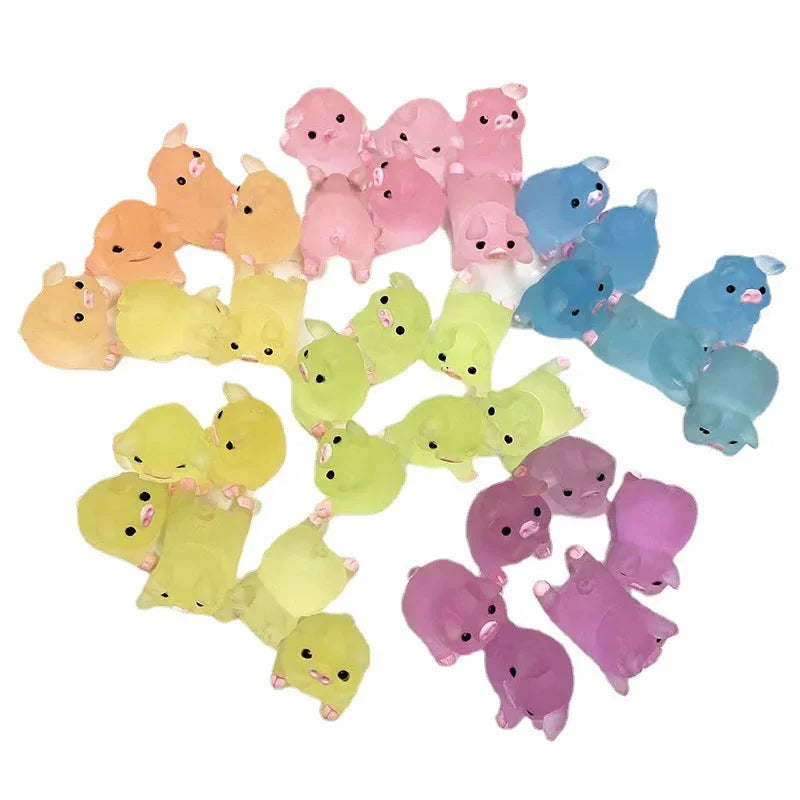 5-50PCS New Kids Glow Piglet Toy DIY Resin Accessories Cream Gel Material Decoration