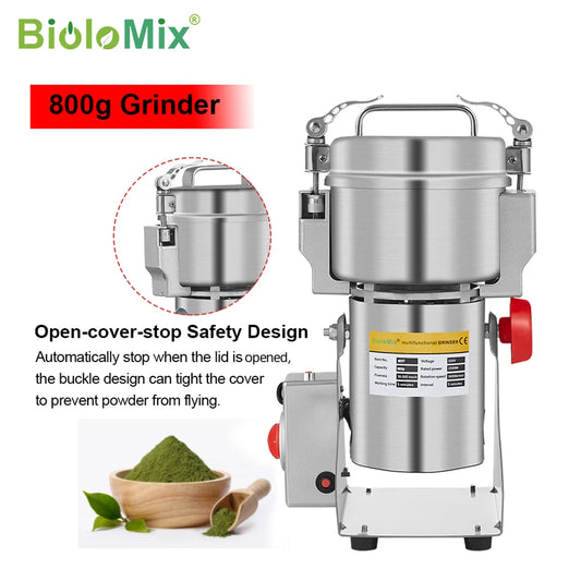 BioloMix 800g 700g Grains Spices Hebals Cereals Coffee Dry Food Grinder Mill Grinding Machine Gristmill Flour Powder crusher