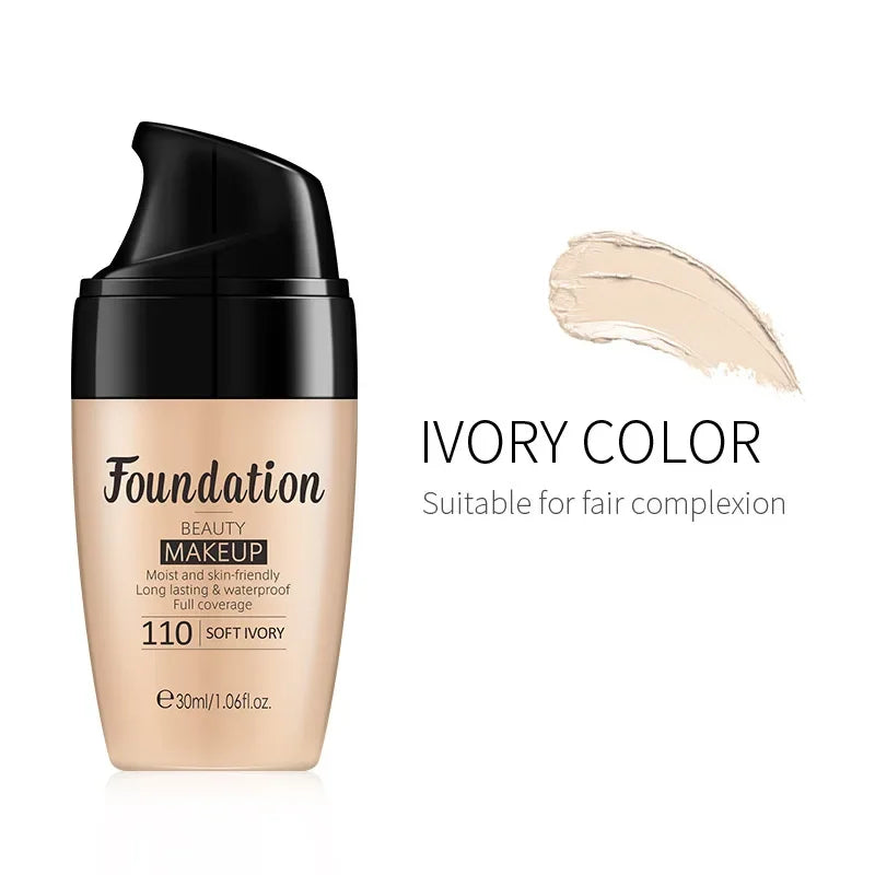 LAIKOU Liquid Foundation Moisturizing Long Lasting Face Comestics Natural Brighten Face Base Tone Make Up 30ml