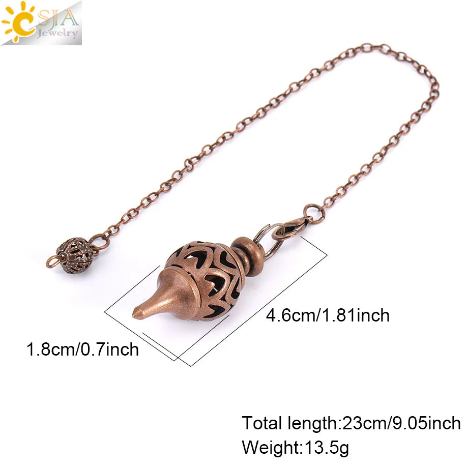 Copper Pendant Metal Pendulum for Dowsing Divination Scrying Meditation Chi Balancing Body Healing Chakra Spiritual Pendulo H202