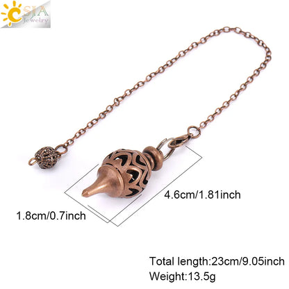 Copper Pendant Metal Pendulum for Dowsing Divination Scrying Meditation Chi Balancing Body Healing Chakra Spiritual Pendulo H202