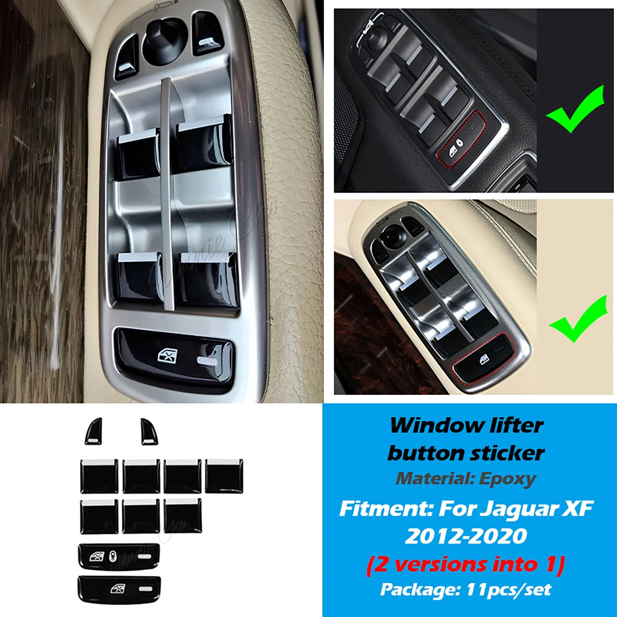 For Jaguar XF Black Button Stickers 2012 2013 2014 2015 Sticky Button Solution For Jaguar XF X250 Accessories Car Modification