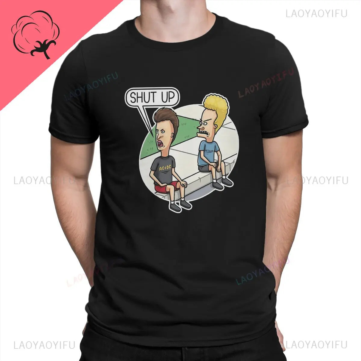 Shut Up Beavis and Butthead Print Funny Sarcastic Cartoon Men Tshirt Fashion Cotton TShirt Hip-hop Tops Male Short Sleeve Tee