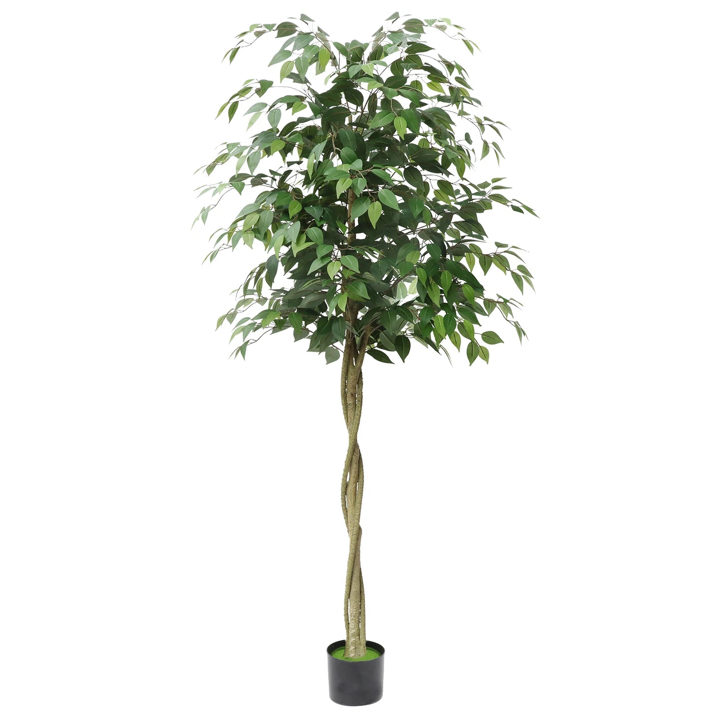 5FT 6FT 7FT Artificial Ficus Tree with Realistic Leaves and Lifelike Trunk,Faux Ficus Tree with Pot for Home Decor