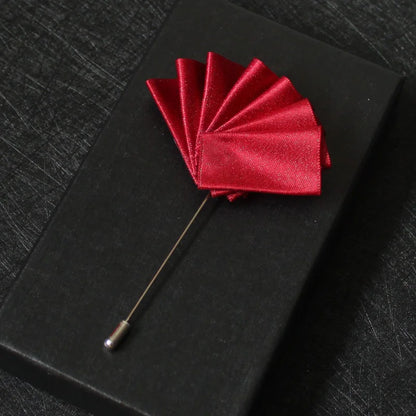 Fan Shaped Cloth Art Pins, Men's Suit Jewelry, High-end Shirt Ornament, Wedding Brooches, Pocket Pin Badge, Clothes Accessories