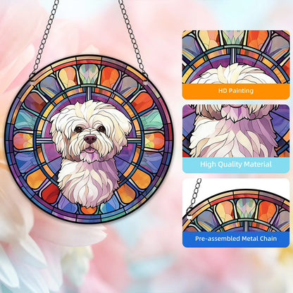 Dog Memorial Suncatcher, Pet Loss Suncatcher, Stained Light Catcher, Gifts for Dog Lovers, Dog Memorial Ornament Loss of Pet