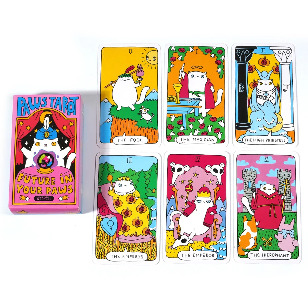 Wyspell Cat Tarot Cards 78 Card Cat Tarot Deck Unique Tarot Cards for Cat Lovers and Tarot Enthusiasts Cute Tarot