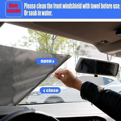 Car Automatic Retractable Sunshade Car Protection Windshield Sun UV Block Visor Shade Curtain Sun Car Retractable Sunshade