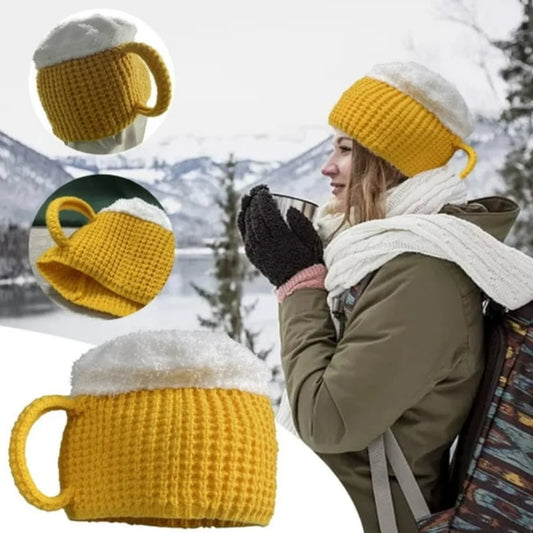 3D Beer Cup Hats Year Presents Ear Warmers Warm Beanies Unisex Versatile Pullover Cap Beer Lovers Women Men