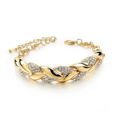 Luxury Love Braided Leaf Bracelet Charm Crystal Wedding Bracelets For Women Anniversary Valentines Day Gifts Aesthetic Jewelry