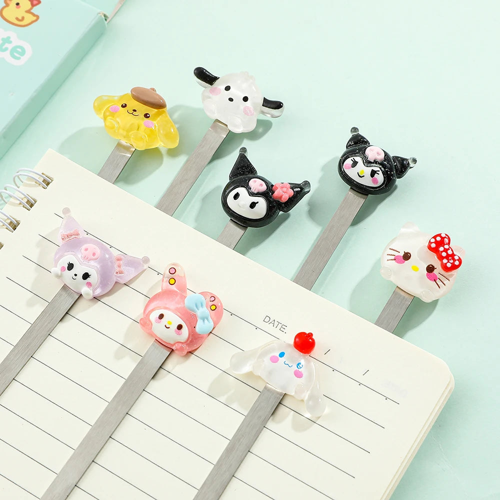 Sanrio Series Kuromi Bookmarks Cute Anime Metal Bookmarks Fans Collection Gift for Book Lovers Reading Marker Stationery