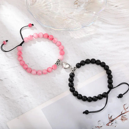 Romantic Natural Stone Couples Matching Bracelets for Women Men Heart Magnetic Distance Bracelet Yoga Jewelry Accessories