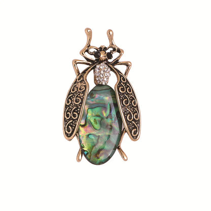 Cross Fashion Retro Insect Cicada Brooch Personalized Alloy Women's Rhinestone Cat's Eye Stone Gemstone Brooch