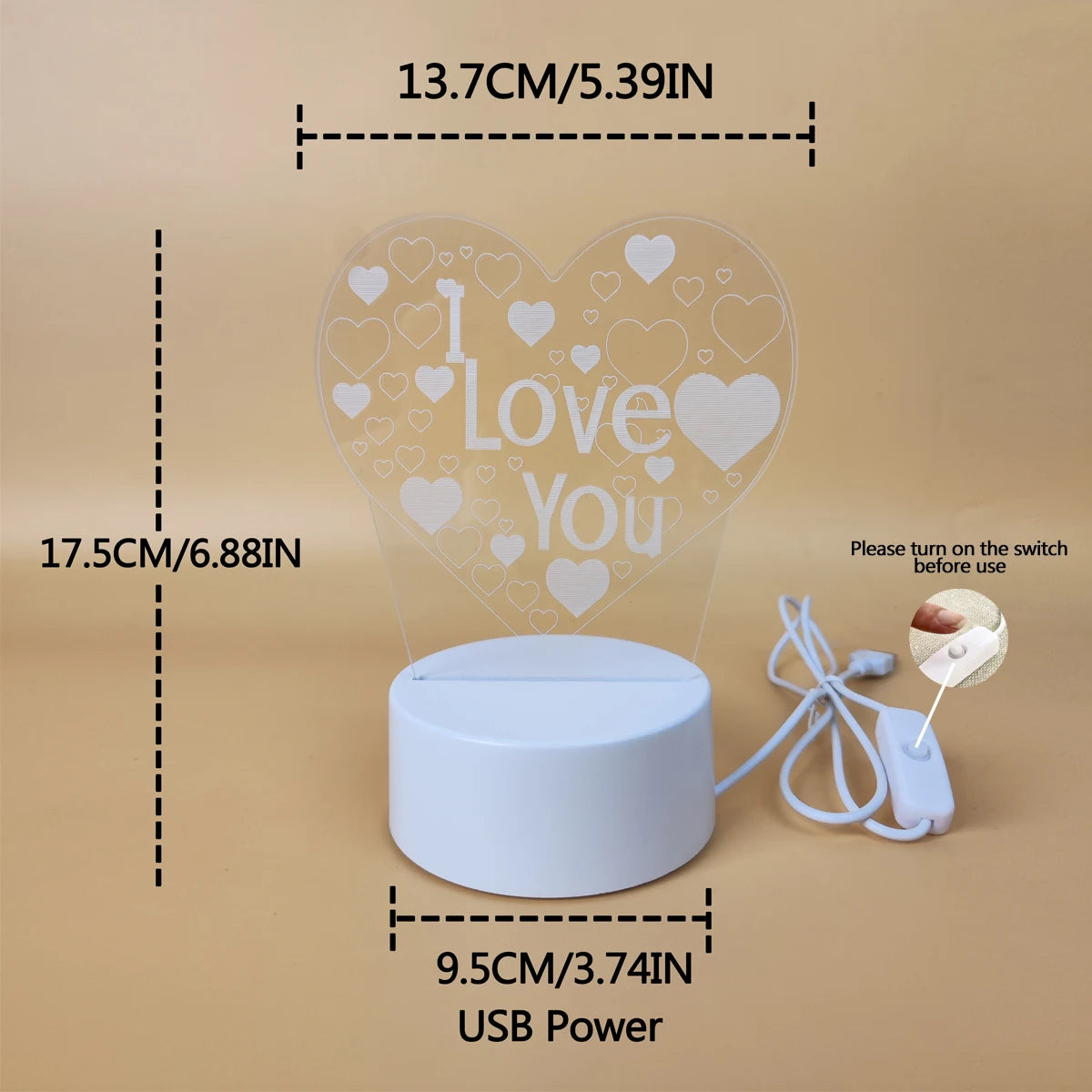 Pink Romantic Confession I LOVE YOU 3D Night Light Gift Light for Lovers, Bedroom Decoration Atmosphere Light