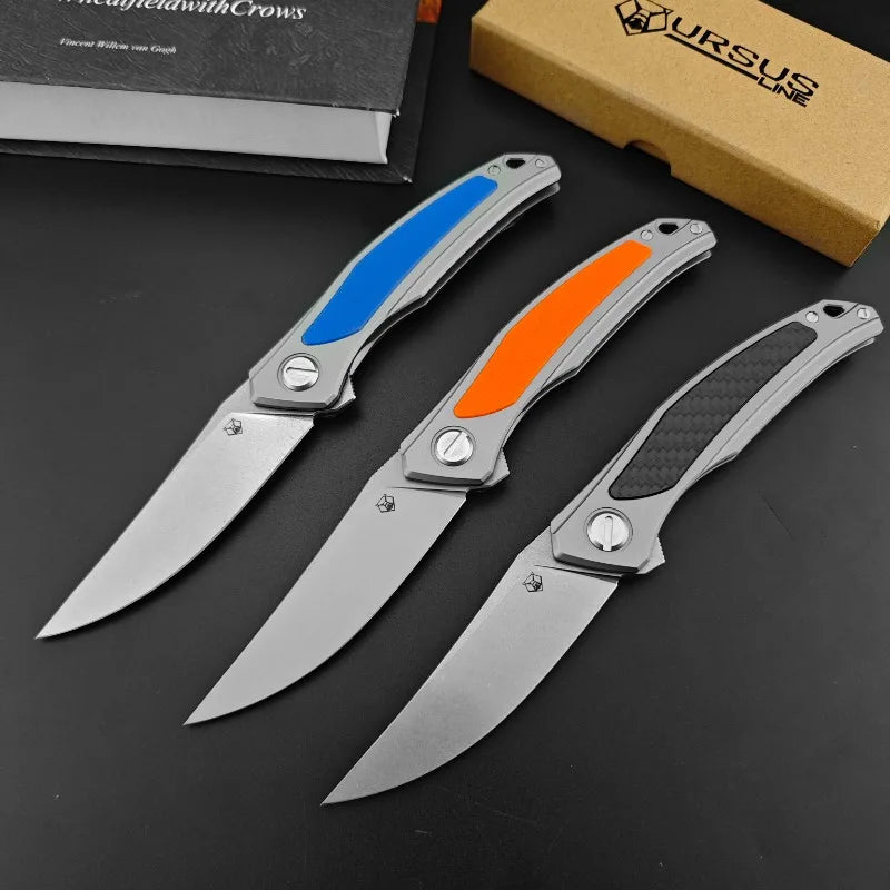 Folding Pocket EDC Knife D2 Blade 420 Steel Inlaid Carbon Fiber Handle Camping Outdoor Utility Survival Knives