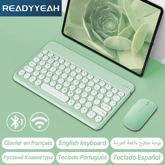 Bluetooth Keyboard Mouse for Tablet Phone Laptop for iPad Keyboard Spanish Portuguese Russian Hebrew Arabic French Keyboard