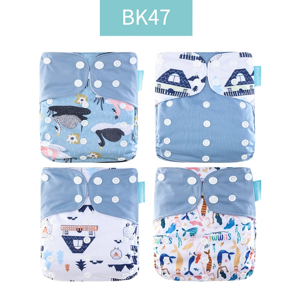 Happyflute 2023 New Fashion Style Baby Nappy 4Pcs/Set Diaper Cover Waterproof&Reusable Cloth Diaper