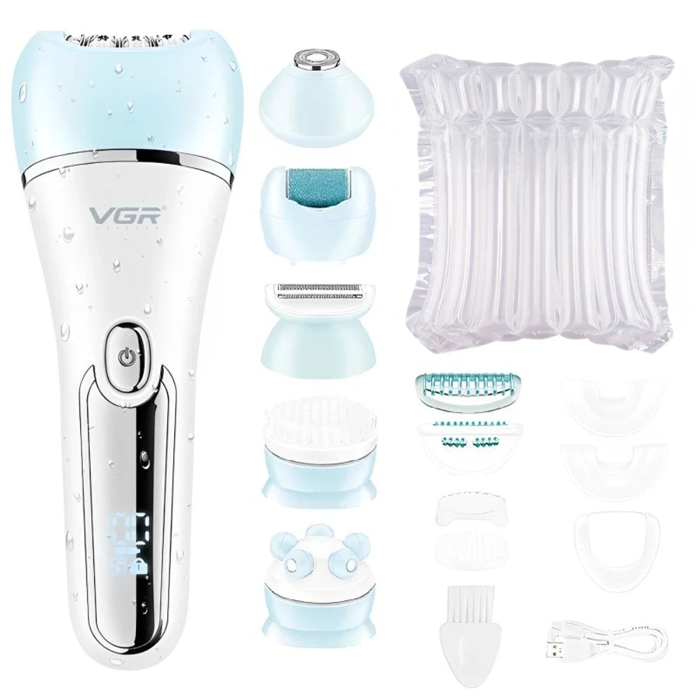 VGR Hair Remover Rechargeable Epilator Professional Lady Shaver Electric 6 In 1 Bikini Leg Body LED Epilator for Women V-733