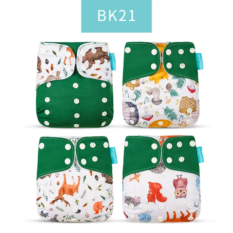 Happyflute 2023 New Fashion Style Baby Nappy 4Pcs/Set Diaper Cover Waterproof&Reusable Cloth Diaper