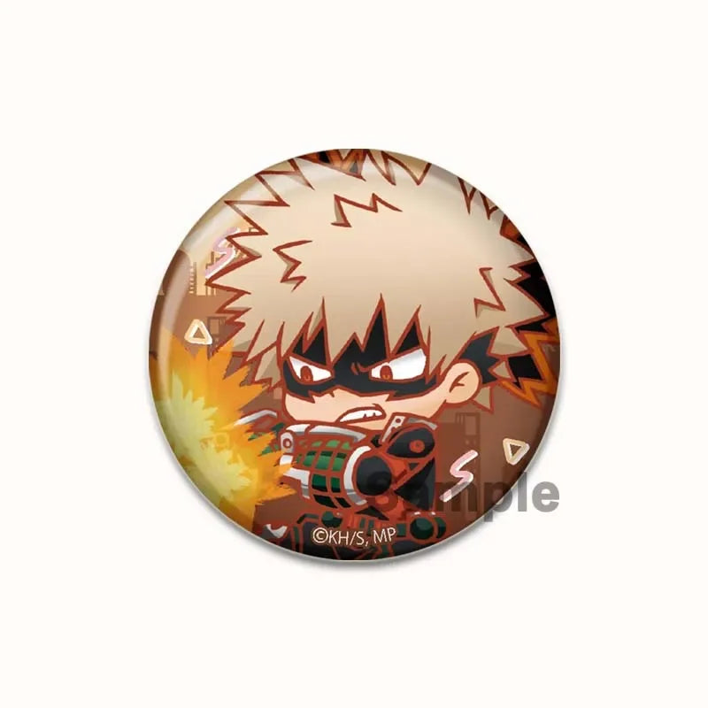 Round Anime Badge Midoriya Izuku Bakugou Katsuki Todoroki Shoto Ochaco Uraraka Cartoon Brooches Handmade Pins Accessorie Gifts