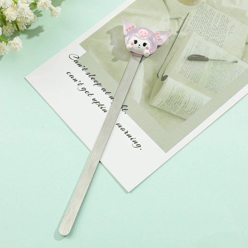 Sanrio Series Kuromi Bookmarks Cute Anime Metal Bookmarks Fans Collection Gift for Book Lovers Reading Marker Stationery