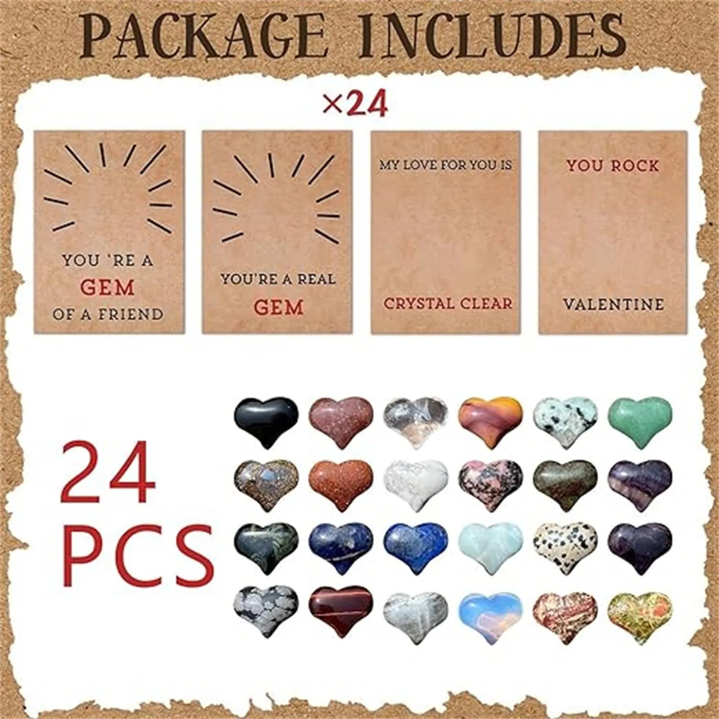 Valentines Day Gifts For Kids 24 Pack Valentines Cards With Heart-Shape Crystals San Valentin Exchange For Boystoddlers School