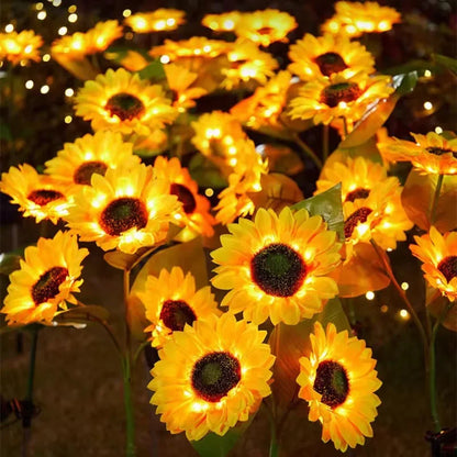 Solar Sunflower Light 1/3 Heads Outdoor Lawn Lights Waterproof Simulation Flower Landscape Lamp For Home Garden Christmas Decor