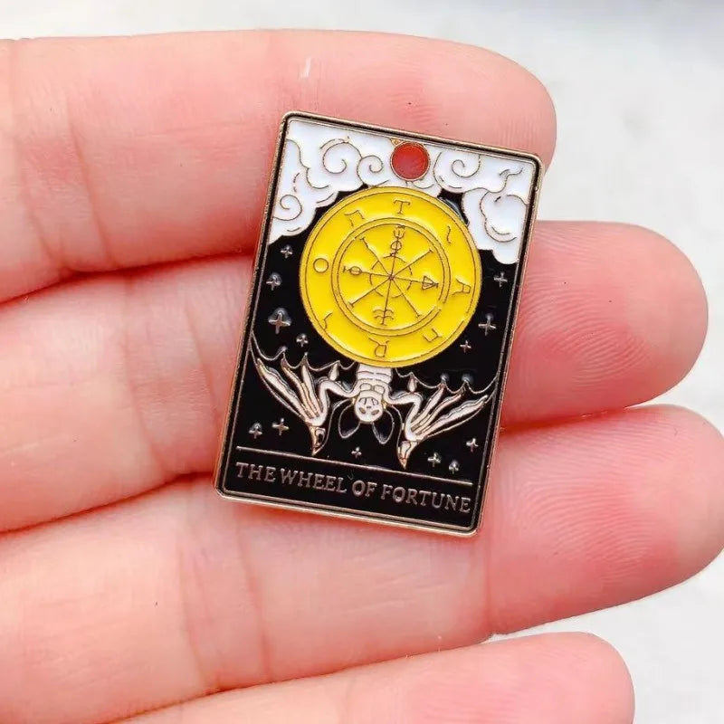 10pcs Tarot Card Charms Magical Divination Crafts  Enamel  Board Sun Moon And Lovers Jewelry DIY Accessories