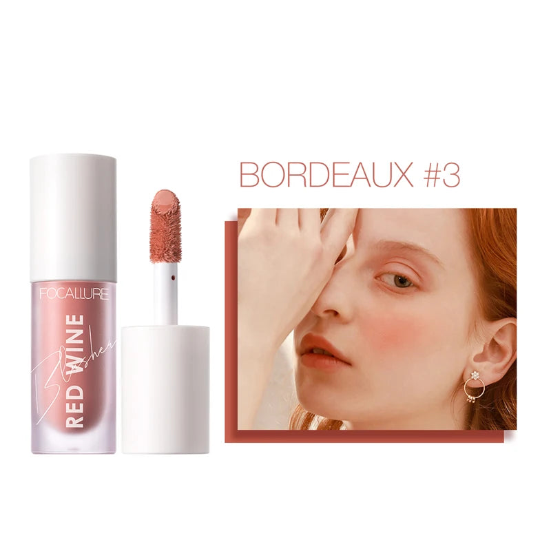 FOCALLURE Liquid Blusher 4 Colour Natual Makeup Face Blush Long-lasting Matte Make Up Hangover Red Wine Blush korean Makeup