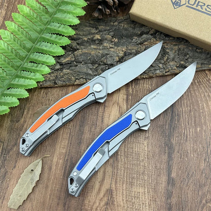 Folding Pocket EDC Knife D2 Blade 420 Steel Inlaid Carbon Fiber Handle Camping Outdoor Utility Survival Knives