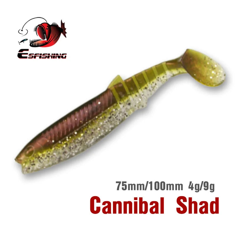 KESFISHING Cannibal 3",4” inch Bass Pesca Soft Silicone Bait Swimbait Shrimp Smell Isca Artificial Fishing Lure