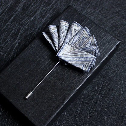 Fan Shaped Cloth Art Pins, Men's Suit Jewelry, High-end Shirt Ornament, Wedding Brooches, Pocket Pin Badge, Clothes Accessories