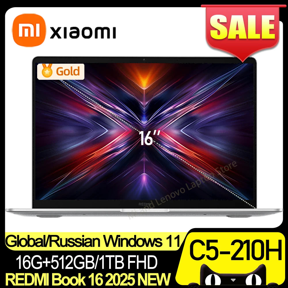 Xiaomi REDMI Book 16 2025 Newest C5-210H 16G 512GB/1T FHD 16inch