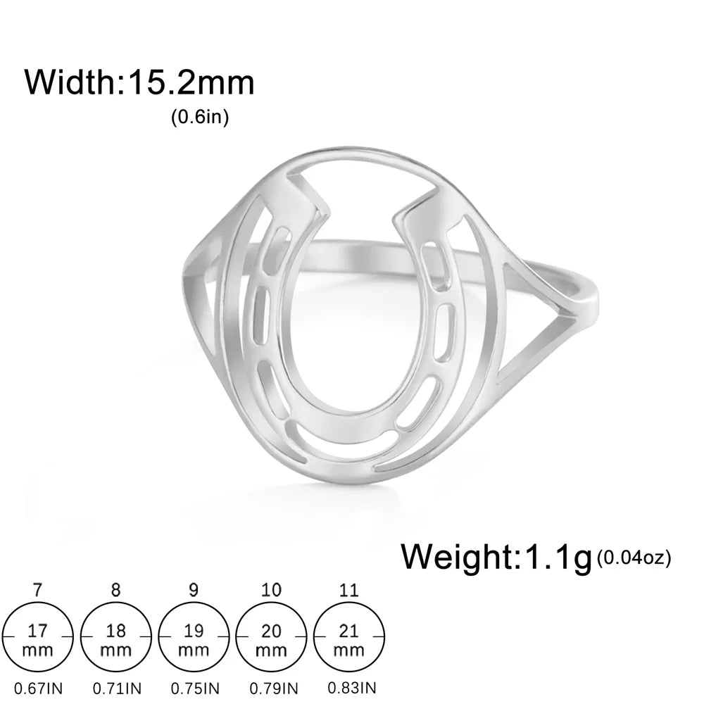 My Shape Horse Rings for Women Girls Running Horse Finger Rings Stainless Steel Lucky Fashion Jewelry Gifts for Horse Lovers