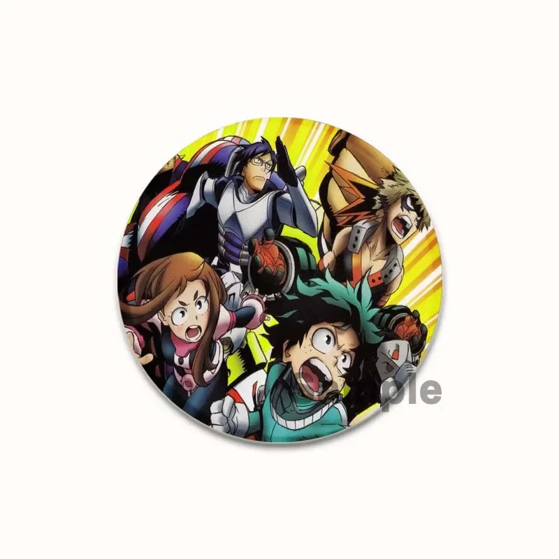 Round Anime Badge Midoriya Izuku Bakugou Katsuki Todoroki Shoto Ochaco Uraraka Cartoon Brooches Handmade Pins Accessorie Gifts