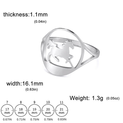 My Shape Horse Rings for Women Girls Running Horse Finger Rings Stainless Steel Lucky Fashion Jewelry Gifts for Horse Lovers