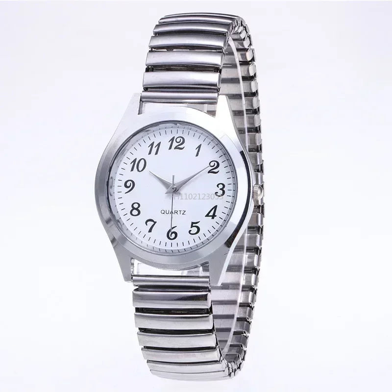 Man Women Couple Wrist Watches Stainless Steel Band Alloy Lovers Business Quartz Movement Wristwatch Elastic Strap Band Watch