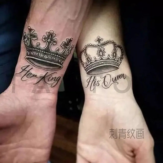 Crown Temporary Tattoo Art Couple Queen King Fake Tattoo Lasting Tatoo Sticker Lovers Arm Waterproof Sticker Tatuajes Temporales