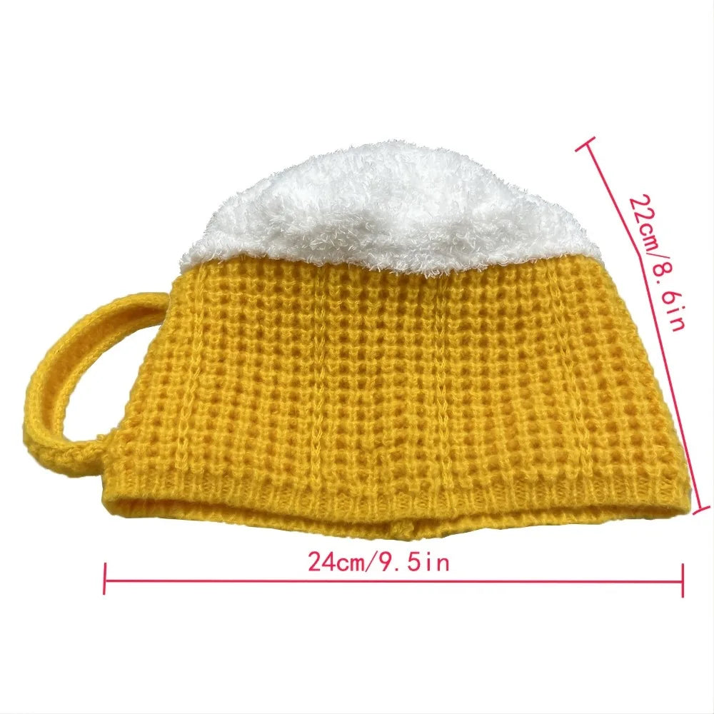 3D Beer Cup Hats Year Presents Ear Warmers Warm Beanies Unisex Versatile Pullover Cap Beer Lovers Women Men