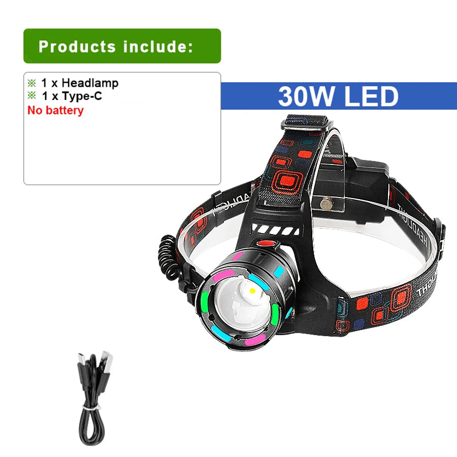 2024 New Super Powerful Headlamp 800W LED IR Sensor Headlight Rechargeable Head Flashlight 5000 Meter Head Lamp Fishing Lantern