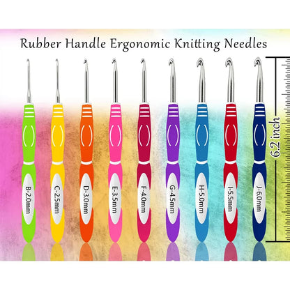 1Set Crochet Hooks Set Ergonomic Knitting Needle Weave Yarn Kits Multi Size DIY Hand Knitting Art Tools Crochet Lovers Beginners